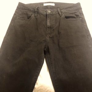 Black cropped flare jeans